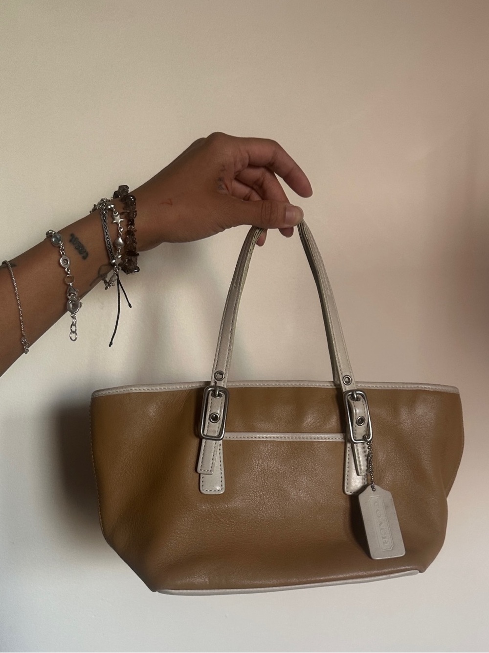 Coach Mini Tote in Brown with Cream Trim